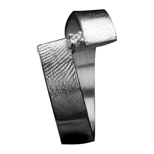 Ring open slag 3mm zilver met afdruk en steentje